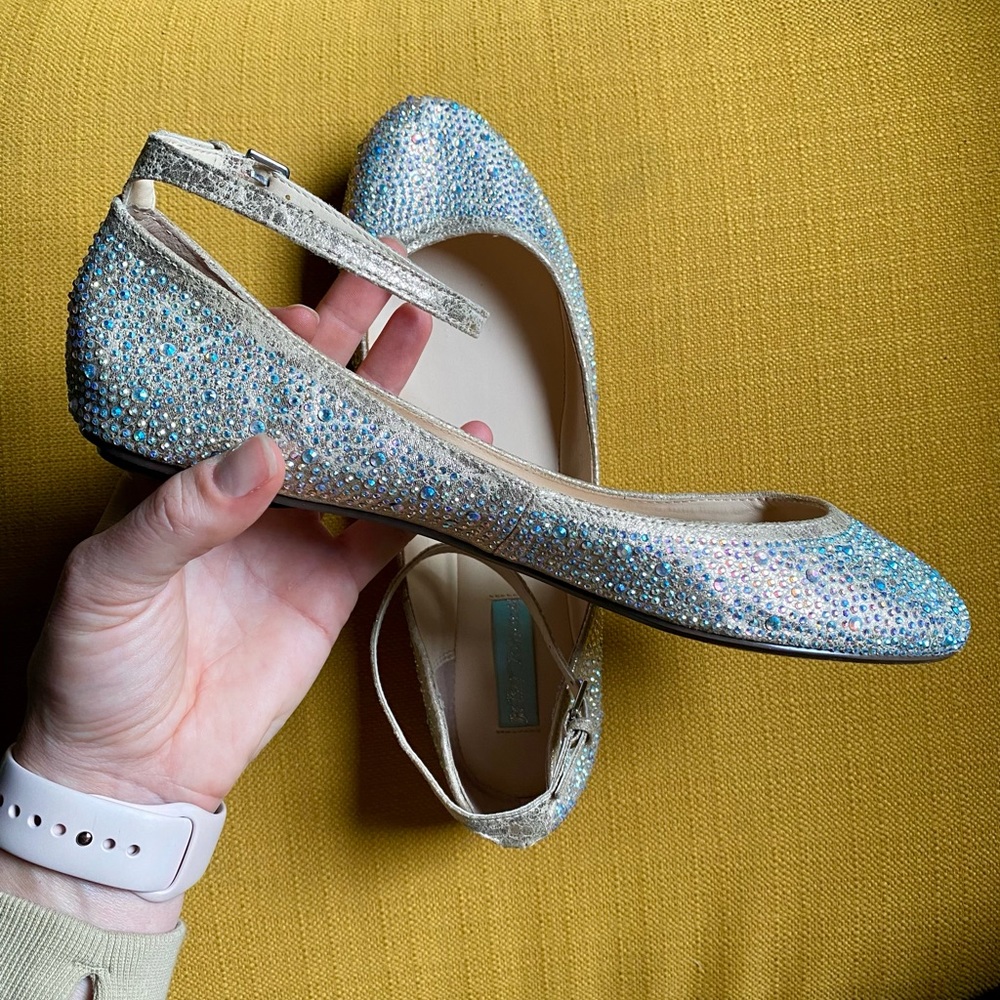 Betsy Johnson SB Joy Champagne Sparkly Wedding Flats
